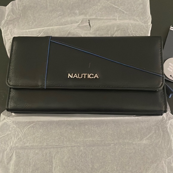 Nautical wallet in black with blue accents - Picture 1 of 3